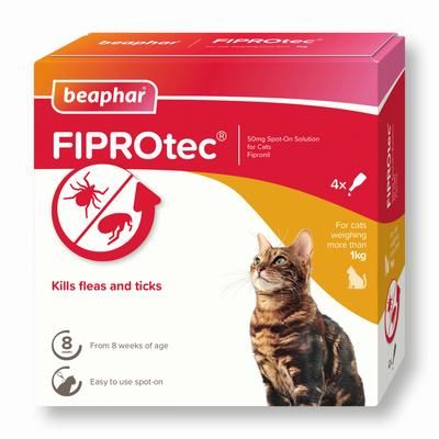 beaphar FIPROtec® Flea & Tick Spot-On for Cats | 4 Pipettes