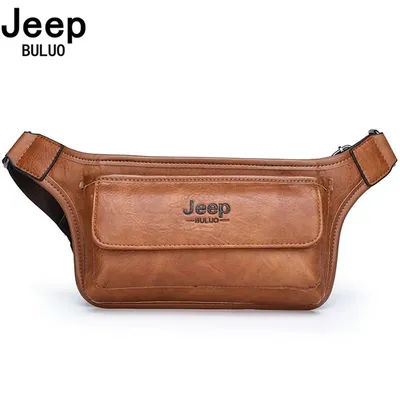 JEEPBULUO Men Waist Bag Pack Casual Functional Money Phone Belt Bag Male unisex Sling Bag for Belt Leather Hip Bag Chest