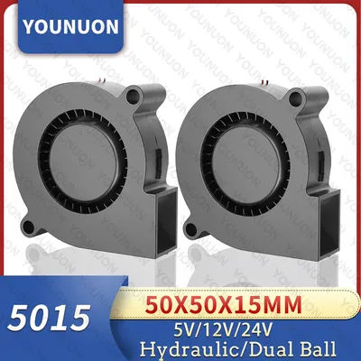 5015 5cm DC 5V 12V 24V 2Pin Dual Ball/Hydraulic Bearing Brushless Cooling Turbine Blower Fan 50mm x 15mm Blower Cooler Fan