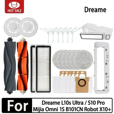 For Dreame L10s Ultra / L10S Pro Robot Vacuum Cleaner Accessories Vacuum Bags Mop Filter For Vacuum Cleaner Cleaning Brush