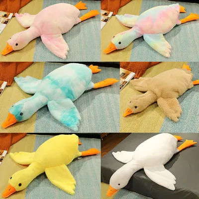50-190cm Big Goose Plush Toy Kawaii New Style Colorful Huge Duck Pillow Stuffed Animal Boba Goose Doll Birthday Gifts for Kids