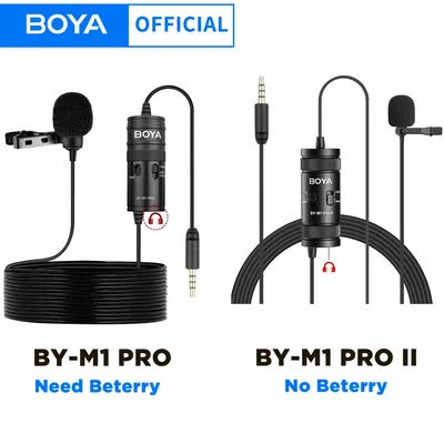 BOYA BY-M1 PRO/BY-M1 PRO II 3.5mm TRRS Wired Lavalier Lapel Microphone for Smartphone PC Camera Recording Youtube Live Streaming