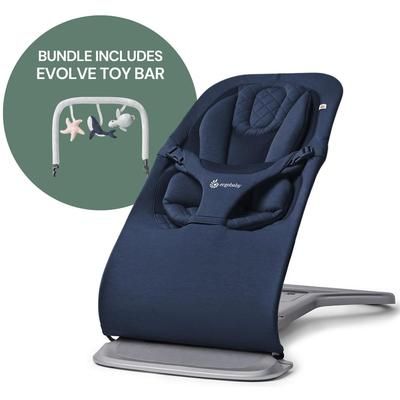 Ergobaby 3-in-1 Evolve Bouncer + Toy Bar Bundle - Midnight Blue