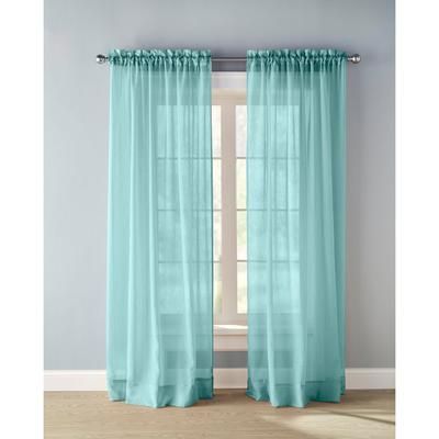 Wide Width BH Studio Crushed Voile Rod-Pocket Panel by BH Studio in Aqua Blue (Size 51" W 108"L) Window Curtain