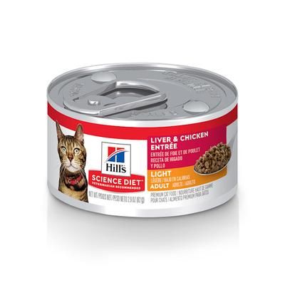 Science Diet Adult Light Liver & Chicken Entree Canned Wet Cat Food, 2.9 oz.