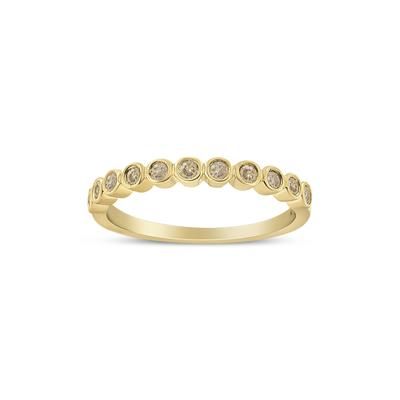 Women's Yellow Gold Over Silver 1/4 Cttw Bezel Set Round Diamond 11 Stone Wedding Band Ring by Haus of Brilliance in Bezel Set (Size 8)