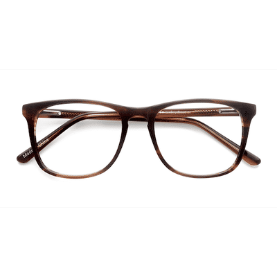 Unisex s square Brown Striped Acetate Prescription eyeglasses - Eyebuydirect s Skyline