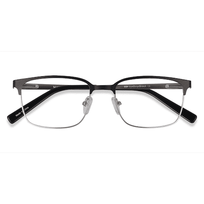 Unisex s rectangle Black Silver Metal Prescription eyeglasses - Eyebuydirect s Manchester