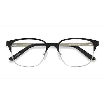 Unisex s square Black Silver Metal Prescription eyeglasses - Eyebuydirect s Baker Street