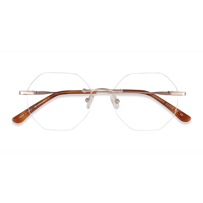 Unisex s geometric Matte Gold Metal Prescription eyeglasses - Eyebuydirect s Generous