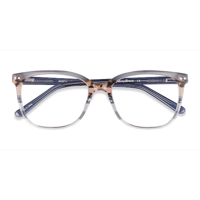 Female s square Gray Striped Acetate Prescription eyeglasses - Eyebuydirect s North