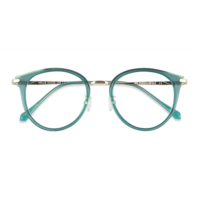 Female s round Teal Plastic, Metal Prescription eyeglasses - Eyebuydirect s Hollie