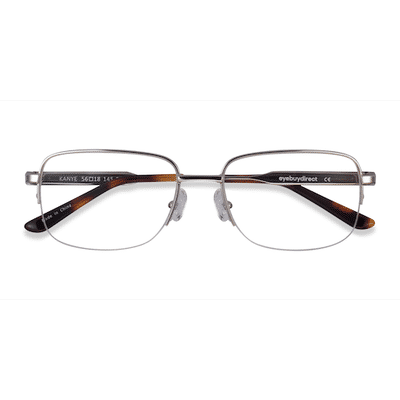 Unisex s rectangle Silver Metal Prescription eyeglasses - Eyebuydirect s Kanye