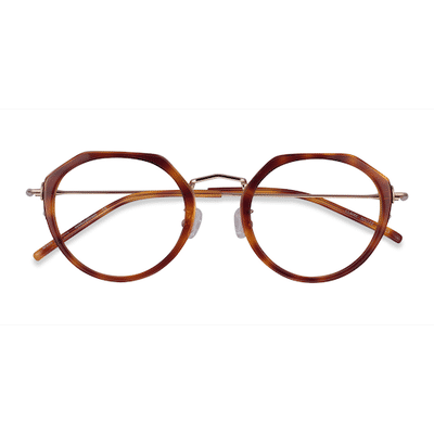 Female s geometric Tortoise Gold Acetate,Metal Prescription eyeglasses - Eyebuydirect s Claire