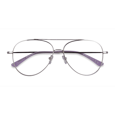 Female s aviator Silver Metal Prescription eyeglasses - Eyebuydirect s Aesthetic