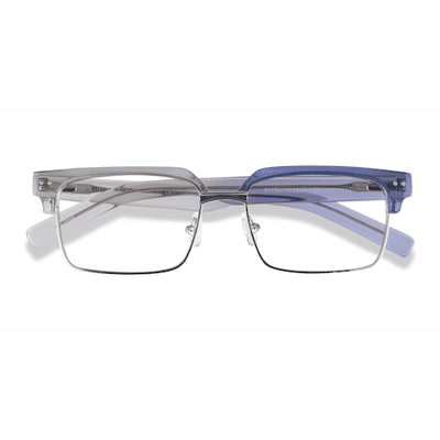 Male s browline Clear Gray Silver Acetate,Metal Prescription eyeglasses - Eyebuydirect s Byron