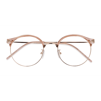 Female s round Clear Pink Plastic, Metal Prescription eyeglasses - Eyebuydirect s Moon River