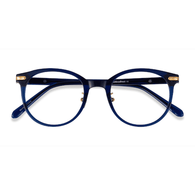 Unisex s round Blue Gold Acetate,Metal Prescription eyeglasses - Eyebuydirect s Dotti