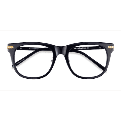 Male s square Black Gold Acetate,Metal Prescription eyeglasses - Eyebuydirect s Jefferson