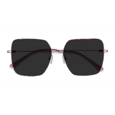 Female s square Shiny Rose Gold Red Floral Metal Prescription sunglasses - Eyebuydirect s Fleur