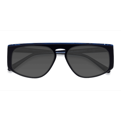 Unisex s geometric Bilayer Black Blue Acetate Prescription sunglasses - Eyebuydirect s Skya