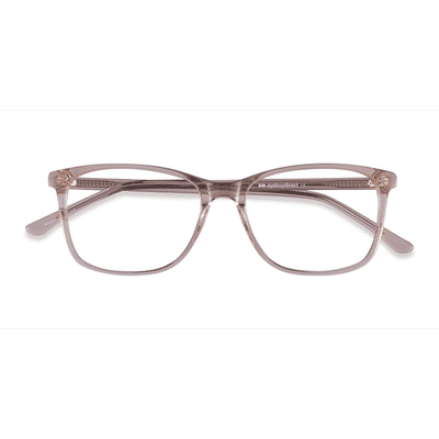 Unisex s rectangle Clear Pink Acetate Prescription eyeglasses - Eyebuydirect s Crescendo