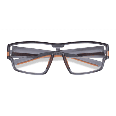 Unisex s rectangle Clear Gray Orange Plastic Prescription eyeglasses - Eyebuydirect s Weld
