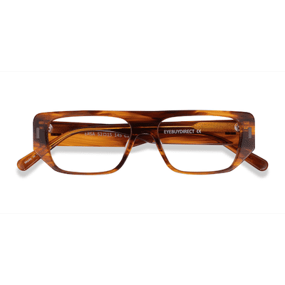 Female s rectangle Brown Striped Acetate Prescription eyeglasses - Eyebuydirect s Ersa