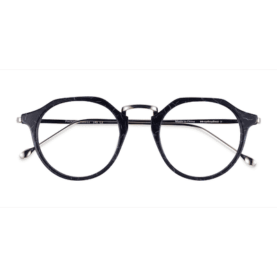 Female s round Blue Floral Acetate,Metal Prescription eyeglasses - Eyebuydirect s Phoebe