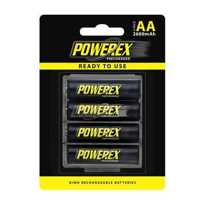 Powerex Precharged Rechargeable AA NiMH Batteries (1.2V, 2600mAh) - 4-Pack MHRAAP4