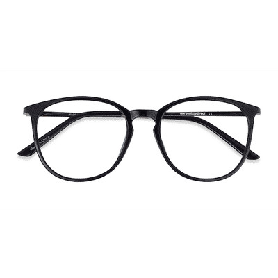 Unisex s round Black Plastic, Metal Prescription eyeglasses - Eyebuydirect s Naomi