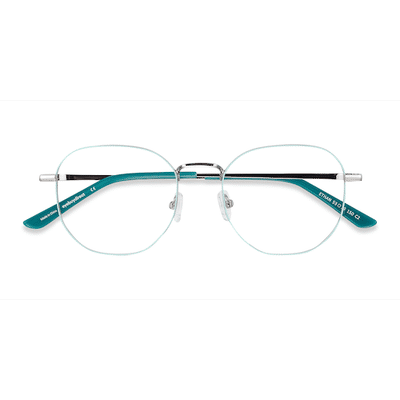 Unisex s geometric Mint & Silver Metal Prescription eyeglasses - Eyebuydirect s Ethan