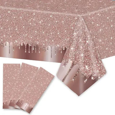 Pink Rose Gold Tablecloths for Rose Gold Birthday party Decorations Adult Girl Table Covers Plates Cups Wedding Parties Supplies
