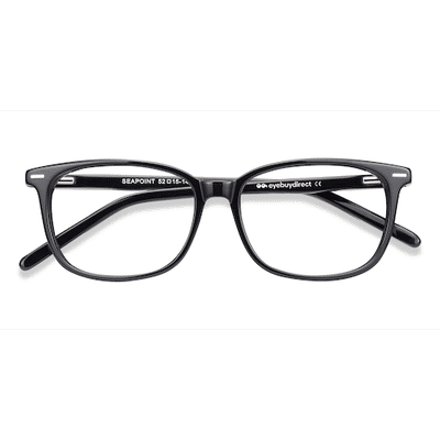 Unisex s rectangle Black Acetate Prescription eyeglasses - Eyebuydirect s Seapoint