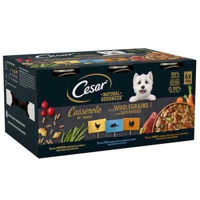 6x400g Casserole in Sauce with Wholegrains & Superfoods Cesar Natural Goodness Wet Dog Food