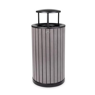 Alpine Industries ALP4400-01-GRY-RB 32 Gallon Outdoor Trash Container w/ Rain Bonnet Lid- Polystyrene, Gray