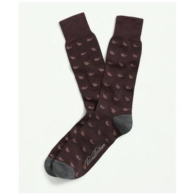 Brooks Brothers Men's Wool Blend Paisley Socks | Dark Red