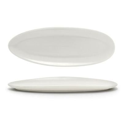 Front of the House DSU008BEP23 Oval Tides Plate - 11 1/2" x 5", Porcelain, Scallop, White
