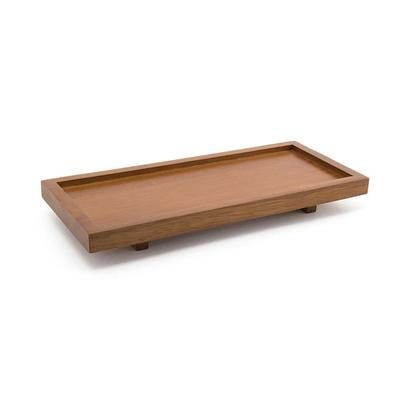 Front of the House RTR004RUW22 Bangkok Rectangular Serving Tray - 10" x 4 1/2" x 1 1/4", Rubberwood, Brown