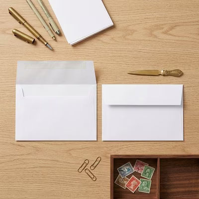A6 6 1/2" x 4 3/4" Bright Envelope White 50 Pieces E5102