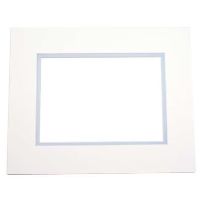 Double Mats, Ivory/Light Blue 8" x 10" Outer Cut, 4 5/8" x 6 5/8" Inner Cut 10 Pack