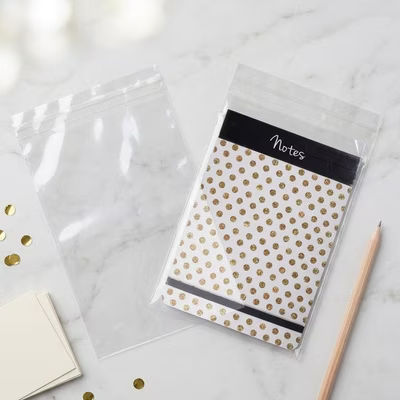 Self Sealing Flap Closure Clear Bags For Small Notepads and Journals Bag Size: 6 3/16" x 9" 100 Bags Crystal Clear Bags