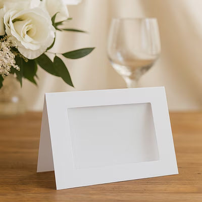 5 1/8" x 7" White Frame Card with 3 1/4" x 4 3/4" Rectangle Cut for 4" x 6" print 25 Pieces