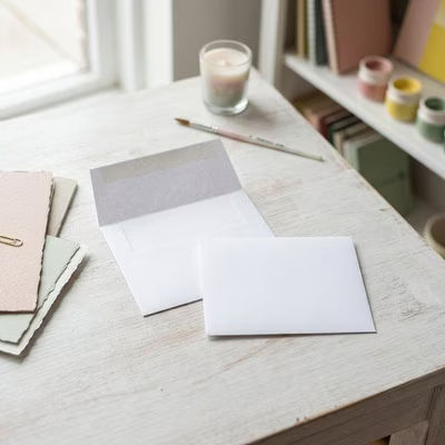 A9 8 3/4" x 5 3/4" Bright Envelope Bone White 50 Pieces E5401