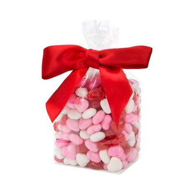 Small Clear Flat Bottomed Candy Gusset Bags w/ Paper Bottom Insert Bag Size: 2" x 1 1/2" x 5" 100 Bag Quantity Crystal Clear Bags