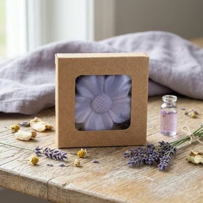 Small Kraft Paper Boxes with Attached Clear Window - Great for Homemade Soaps Box Size: 2 3/4" x 9/16" x 2 11/16" 25 Boxes