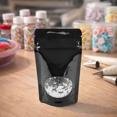 XS Odor Proof Resealable Pouch Bags Black Oval Window Very Durable - Holds 1 oz. Size: 3 1/8" x 2" x 5 1/8" 100 Bags Pouches