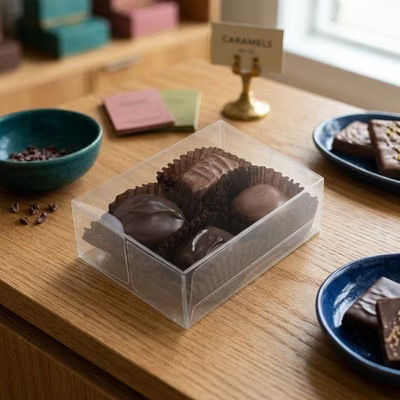 Small Rectangle Chocolate Boxes with Inserts for 4 Candies Truffles or even Jewelry Box Size: 2 3/4" x 1 7/16" x 4 1/8" 100 Sets