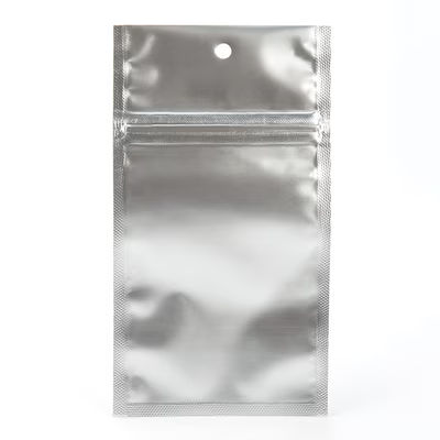 Silver Metallized Hanging Zipper Barrier Bags 3" x 4 1/2" 100 pack