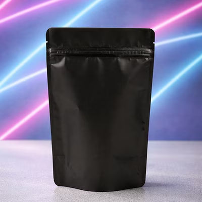 Medium Smell Proof Gusseted Pouch Bags Matte Black - High Barrier - Holds 4 oz. Size: 5 1/8" x 3 1/8" x 8 1/8" 100 Bags Pouches